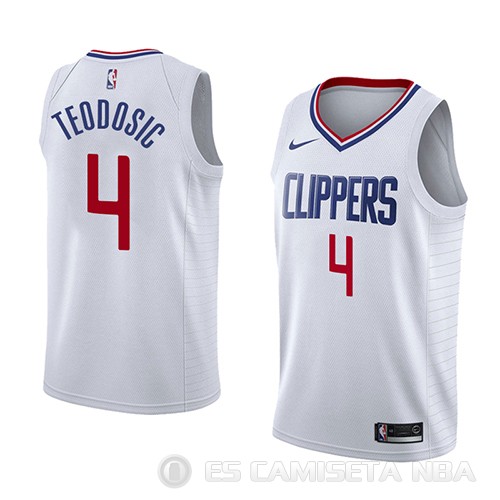 Camiseta Milos Teodosic #4 Los Angeles Clippers Association 2018 Blanco - Haga un click en la imagen para cerrar
